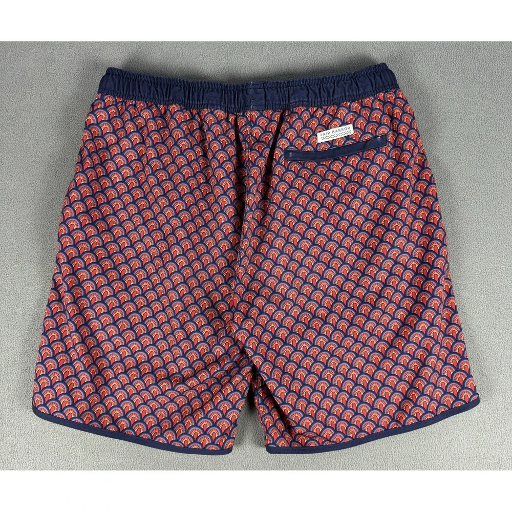 Fair Harbor Shorts Mens 2XL Red The Anchor Geometric‎ Abstract Compression Lined